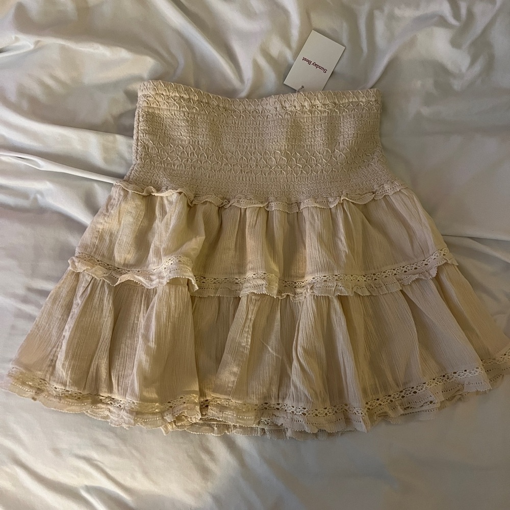 Sunday Best Cream Lace Tiered Skirt